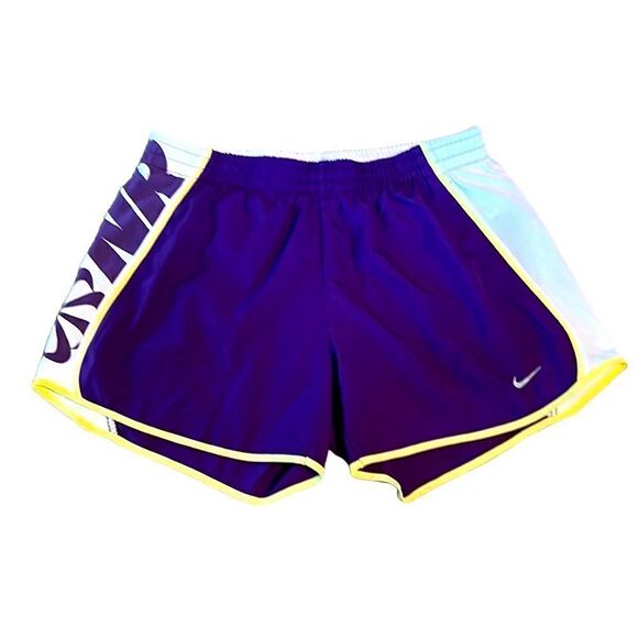 Nike Women’s Small LSU Purple Gold Yellow White Drifit Athletic Shorts - Picture 1 of 7